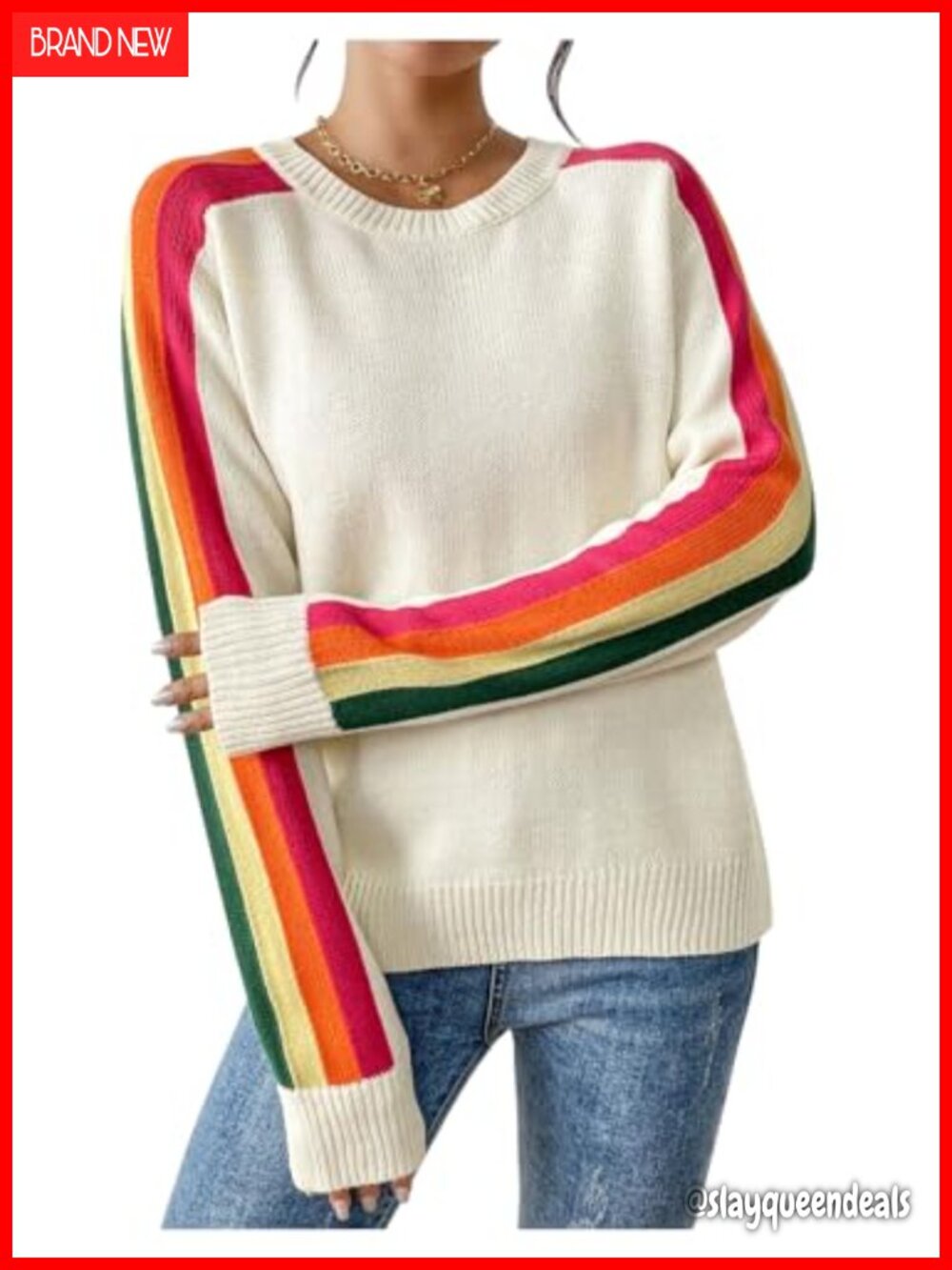 Women's Lightweight Striped Crochet Knit Pullover Sweater - Acrylic Casual Top